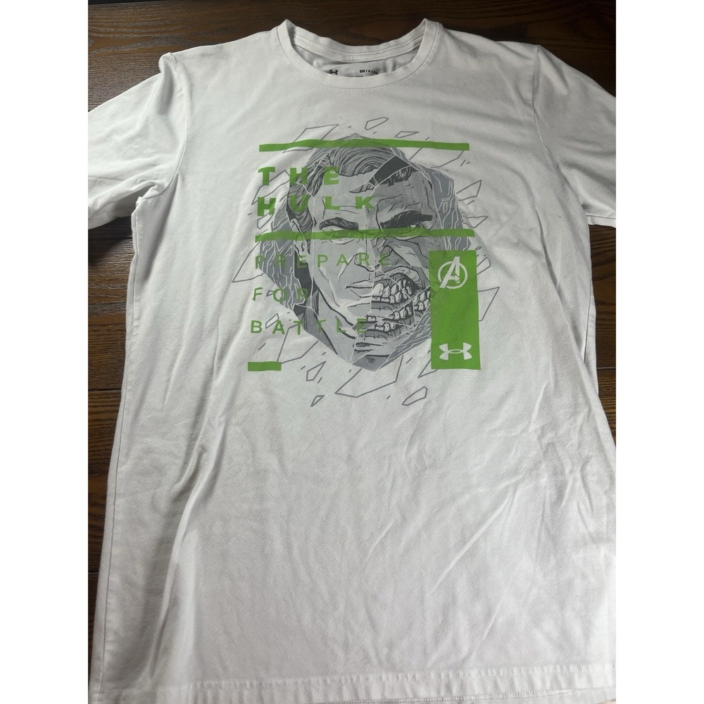 Under Armour Gym Shirt Loose Hulk Prepare For Battle Marvel Tee Mens Sz Small